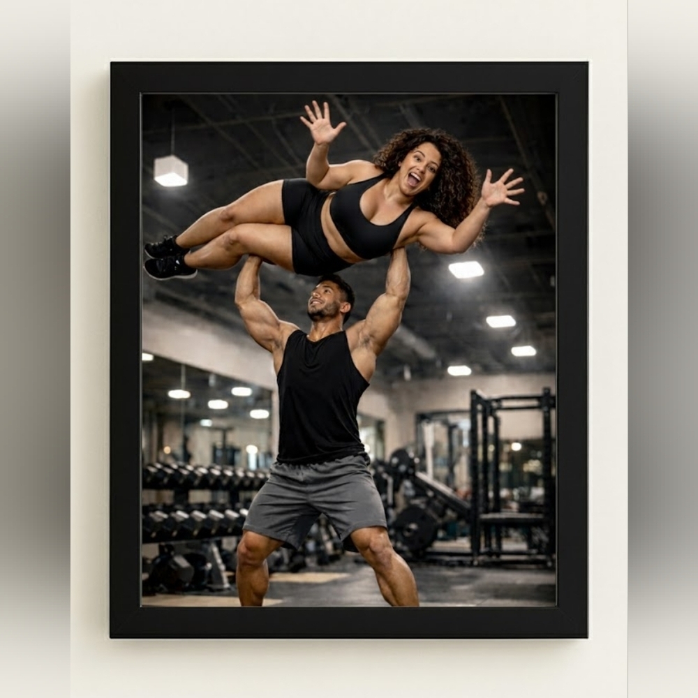 Athletic Gym Photo in 8x10 Glass Frame – Strength & Balance Moment
